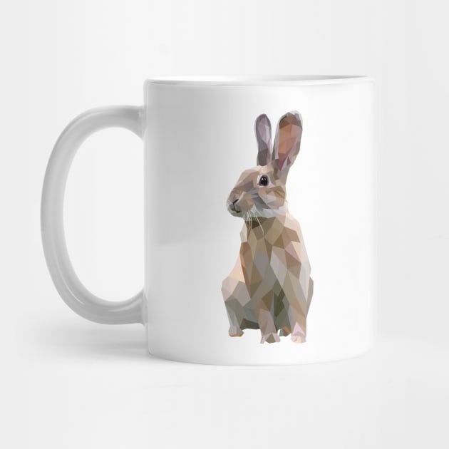 Brown Bunny. Rabbit. Geometric. Lowpoly. Illustration. Digial Art. by Houseofyhodie